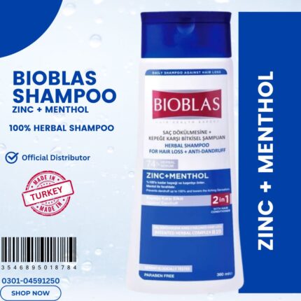 BIOBLAS HERBAL SHAMPOO FOR HAIR LOSS+ANTI-DANDRUFF ZINC+MENTHOL