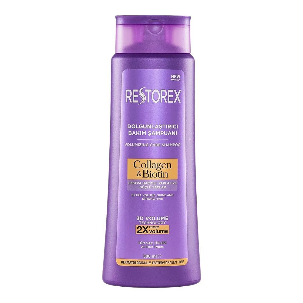 Restorex Collagen & Biotin Volumizing Care Shampoo, For All Hair Types, 500ml Restorex Collagen & Biotin Volumizing Care Shampoo, For All Hair Types, 500ml