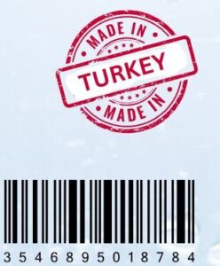 QR code and official 'Made in Turkey' stamp for product authenticity verification
